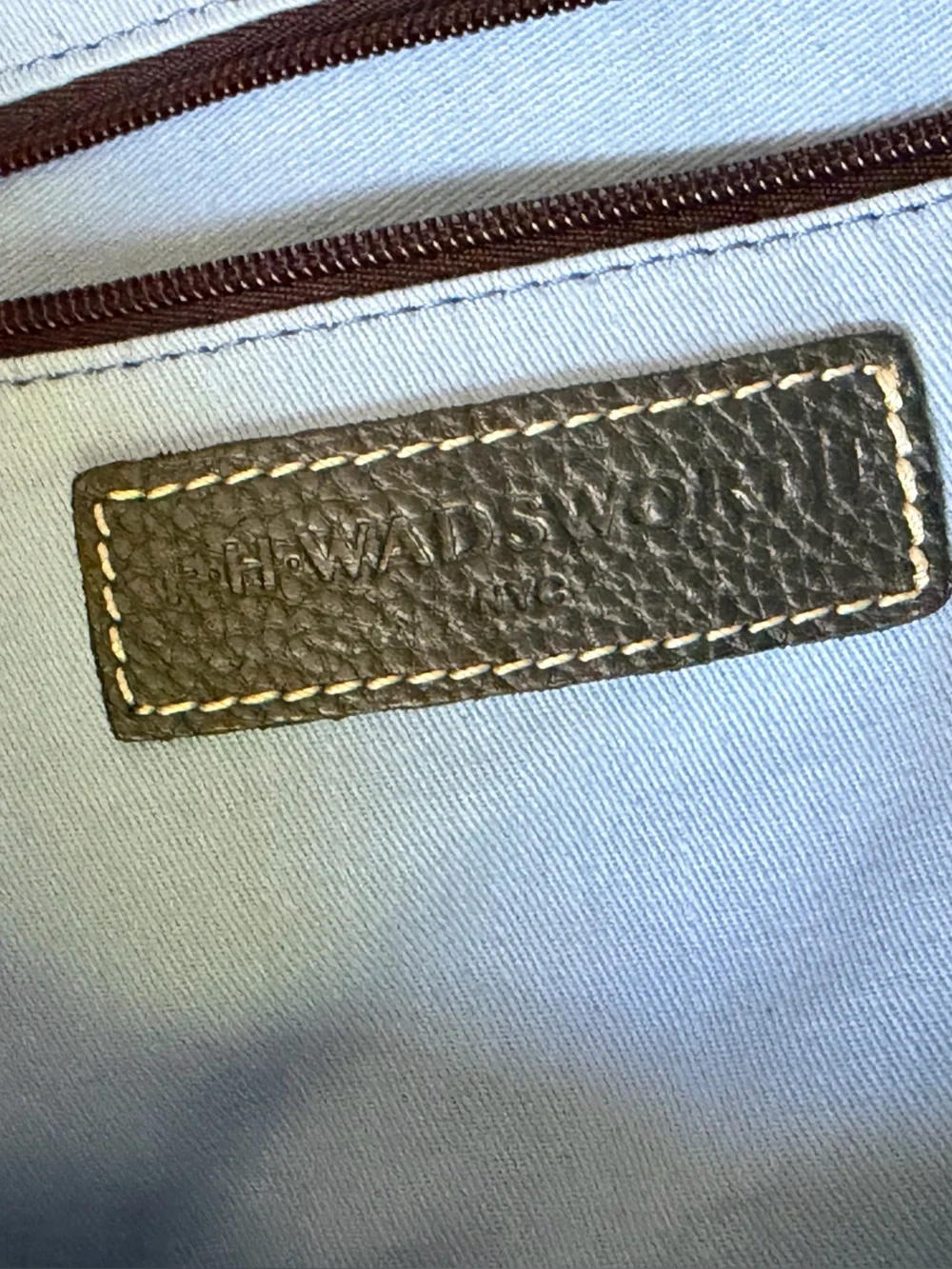 FH Wadsworth NYC Classic Navy and White leather Canvas Weekender Tote Bag
